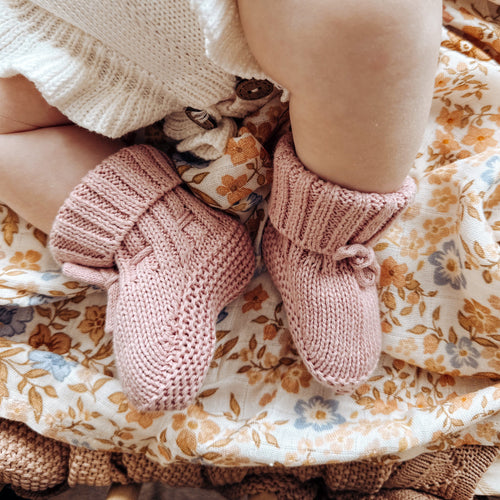 Organic Knitted Booties | Dusk