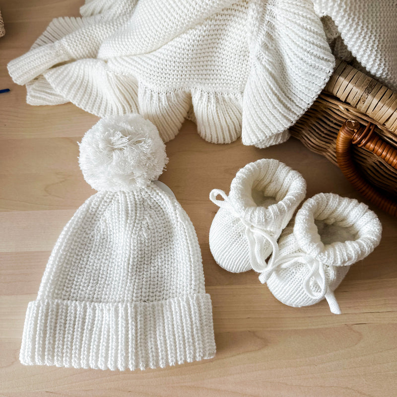 Organic Knitted Booties | Milk