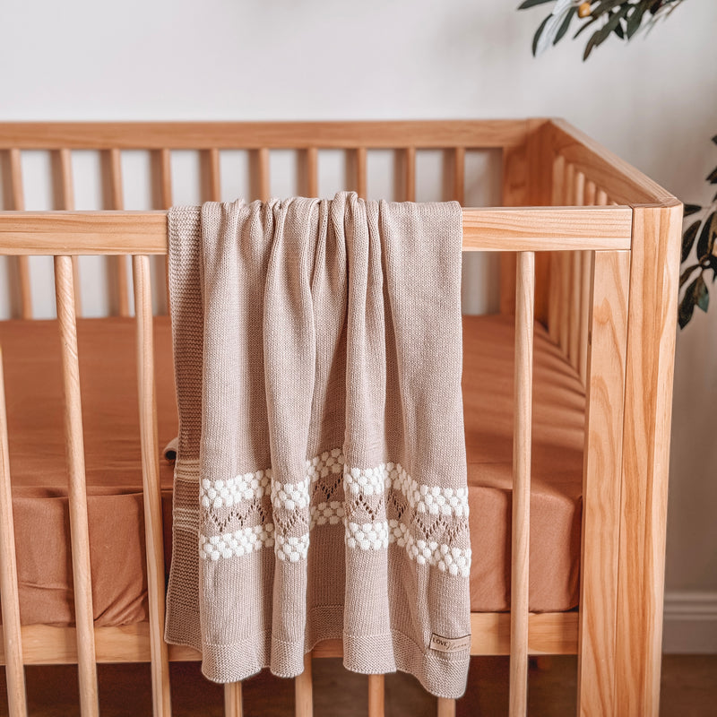 Lace Knit Blanket - Wheat