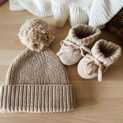 Organic Knitted Booties | Oat