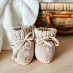Organic Knitted Booties | Oat