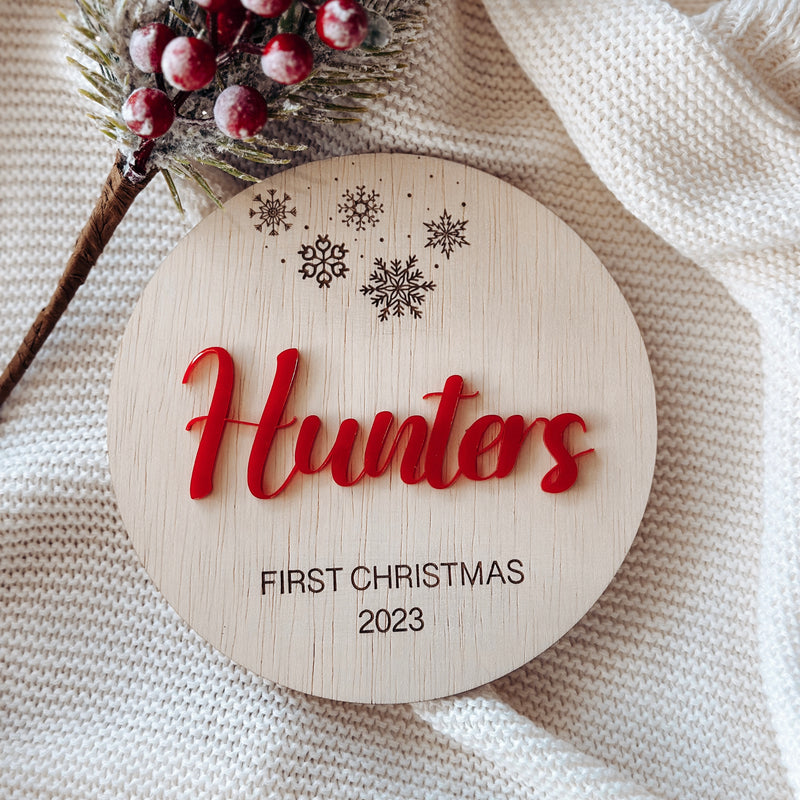 Personalised Wooden Milestone Plaque | My First Christmas