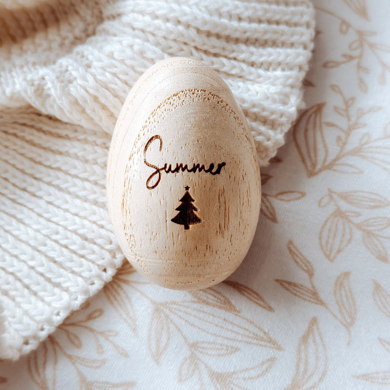 Personalised Wooden Egg Shaker | Name & Christmas Tree