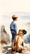 Boy & Bullmastiff - Printed