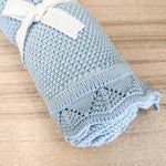 Riley Knitted Blanket | Cornflower Blue
