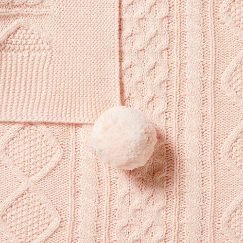 Knitted Mini Cable Blanket | Blush - SECONDS