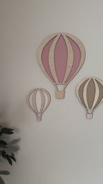 Acrylic & Timber Wall Art | Pink Hot Air Balloons