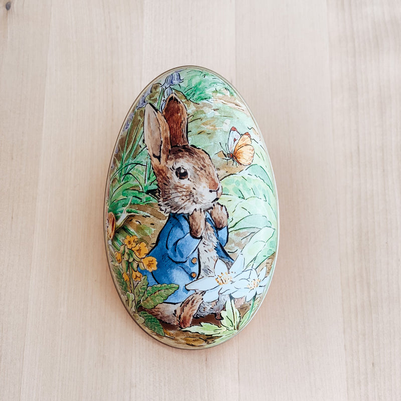 Peter Rabbit Coloured Egg Shaped Tin