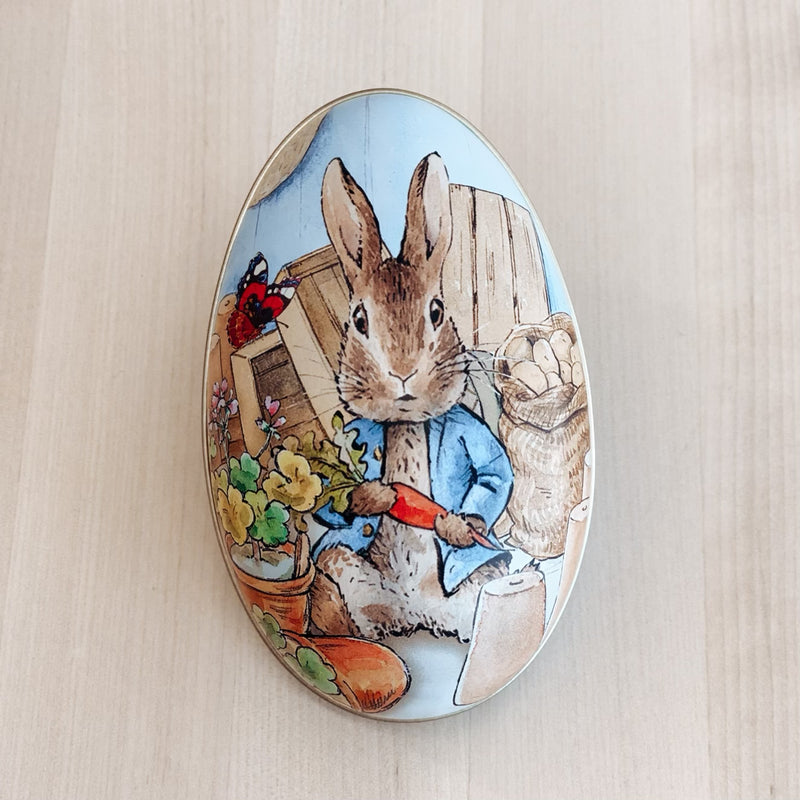 Peter Rabbit Coloured Egg Shaped Tin