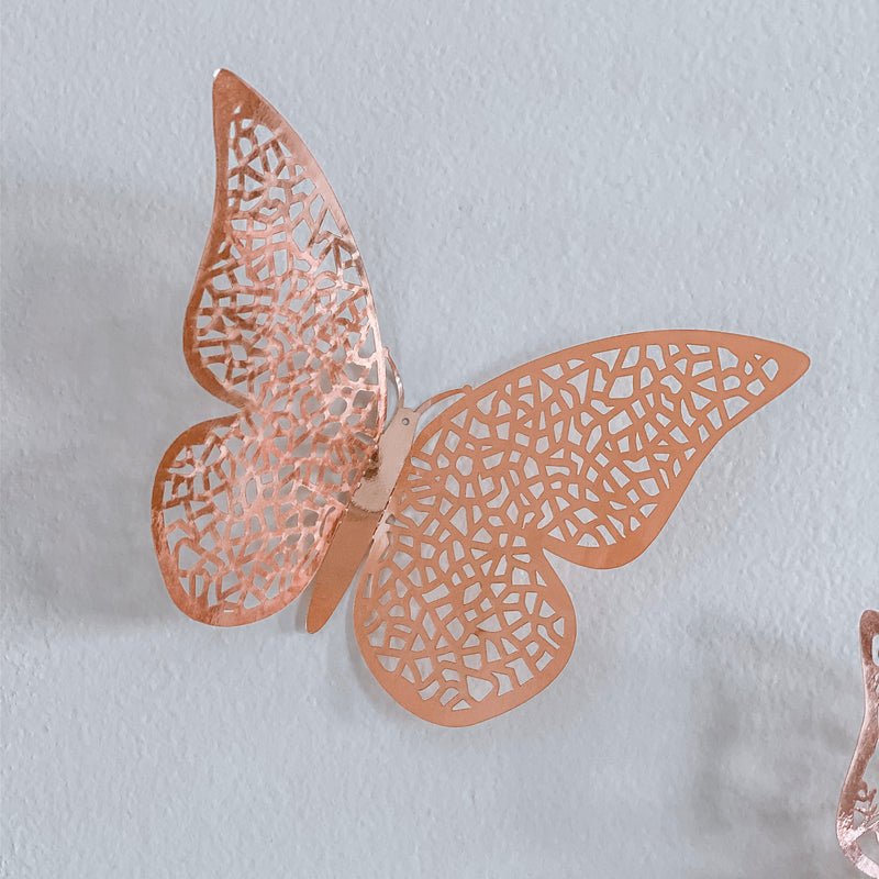 3D Butterfly Wall Decals - Rose Gold