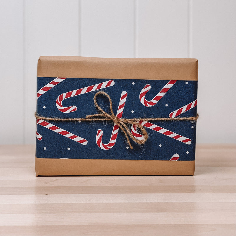 Gift Wrap | Navy Candy Cane