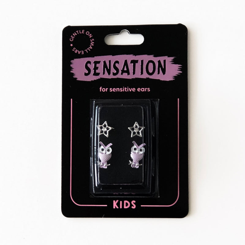 Kids Earrings - Owl Star Set
