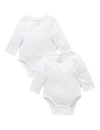 Easy Neck Longsleeve Bodysuit 2 Pack - White