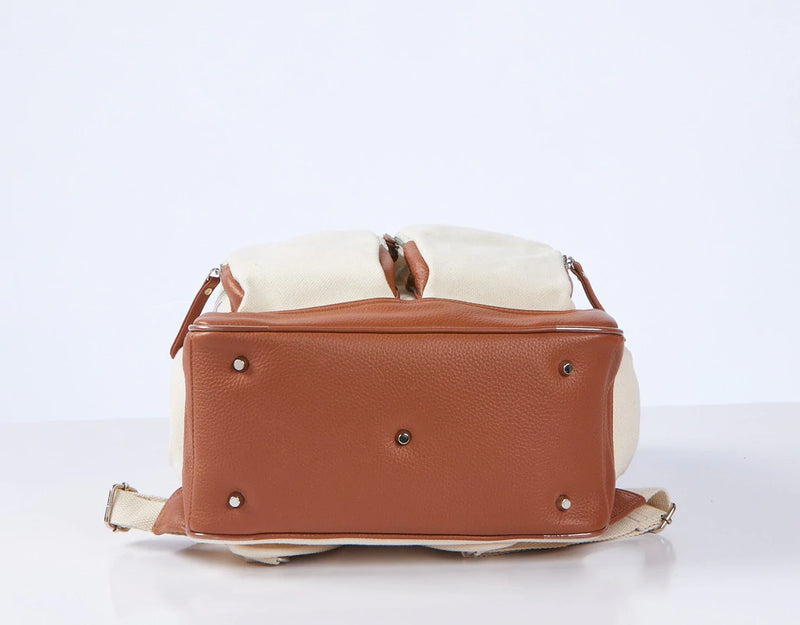 Canvas Nappy Backpack Natural Little Dottie