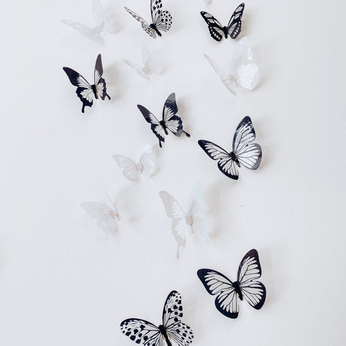 3D Butterfly Wall Decals - Black & White