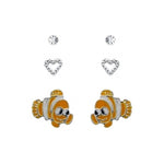 Kids Silver Earrings - Clown Fish Set