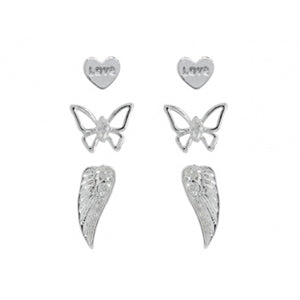 Kids Silver Earrings - Angel Set