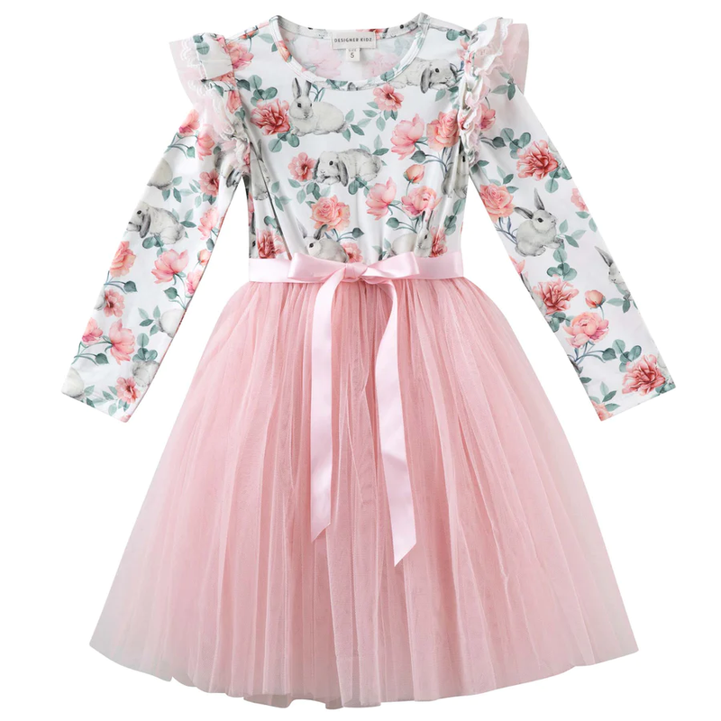Bunny Love L/S Tutu Dress | Soft Pink