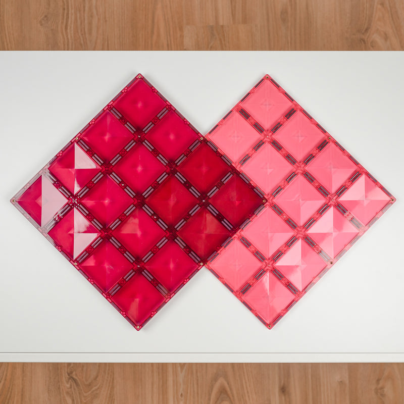 Connetix Magnetic Tiles - 2 Piece Base Plate | Pink & Berry