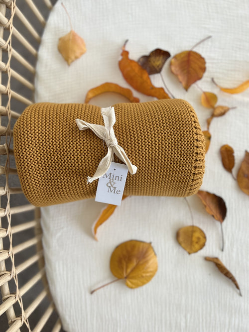 Cable Knit Blanket | Mustard