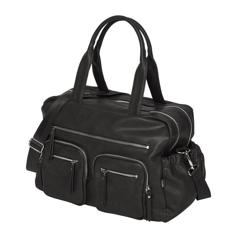 Faux Leather Carry All Nappy Bag - Black