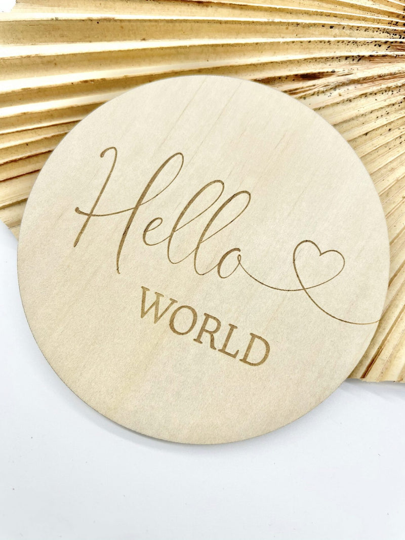 Hello World Heart | Birth Announcement Disc